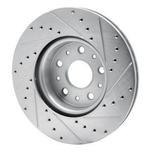 Cadillac CT5 Brake Rotor (1) - Front Left - R1 Concepts - Drilled & Slotted - Silver - `16-`25